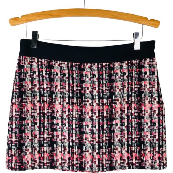 Milly of New York pink black wool plaid tweed mini skirt 4 - Picture 1 of 5